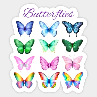 Pretty Colorful Butterflies collection Sticker